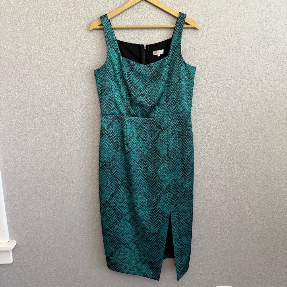Elegant Snakeskin Print Midi Dress‎ Size 12 EUC